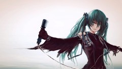 Headphones Anime blue hair hatsune miku artwork upscaled