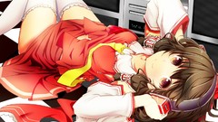 Headphones Anime brunettes hakurei reimu touhou miko detached 