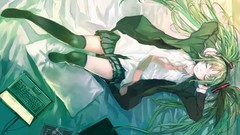 Headphones Anime Computers tie Laptops beds schoolgirls shirts 