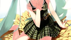 Headphones Anime dress Ribbons anime girls hatsune miku 