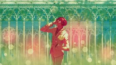 Headphones Anime fences bokeh umineko no naku koro ni anime boys