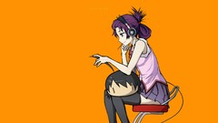 Headphones anime girls bakemonogatari senjougahara hitagi 