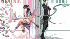 Headphones anime girls black hair psycho-pass multiple persona 