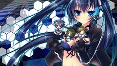 Headphones anime girls black rock shooter cleavage kuroi mato 