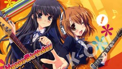 Headphones anime girls blue eyes brown eyes akiyama mio seifuku 
