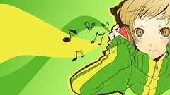 Headphones anime girls brown eyes brunettes short hair persona 