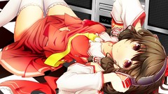 Headphones anime girls hakurei reimu touhou miko detached 