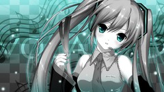 Headphones anime girls hatsune miku vocaloid gray hair dmyo 