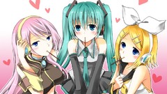 Headphones anime girls hatsune miku vocaloid megurine luka 