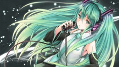 Headphones anime girls hatsune miku vocaloid twintails detached 