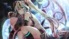 Headphones anime girls hatsune miku vocaloid twintails digital 