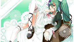 Headphones anime girls hatsune miku vocaloid twintails hair 