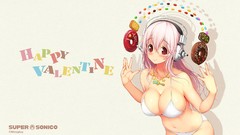 Headphones anime girls nitroplus super sonico bikini huge boobs