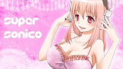 Headphones anime girls nitroplus super sonico cleavage