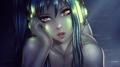 Headphones anime girls nude artwork