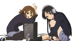 Headphones anime girls school uniforms akiyama mio pantyhose k 