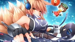 Headphones anime girls touhou animal ears yakumo ran Midori 