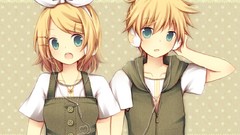 Headphones anime girls vocaloid kagamine len kagamine rin