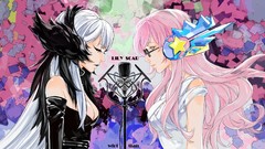 Headphones Anime glasses gloves singing pink hair long hair 