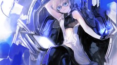 Headphones Anime glasses white hair anime girls meganekko mecha