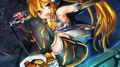 Headphones Anime gloves elbows long hair anime girls vocaloid 