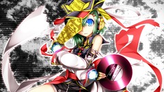 Headphones Anime hats Ribbons record skirts anime girls blue 