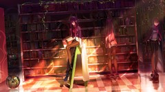 Headphones Anime Library anime girls makise kurisu steins gate