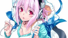 Headphones Anime Nana pink hair pink eyes anime girls short 