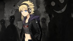 Headphones Anime navel anime girls blue eyes short hair