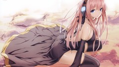 Headphones Anime pink hair anime girls blue eyes vocaloid 