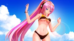 Headphones Anime pink hair long hair anime girls blue eyes 