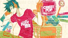 Headphones Anime red eyes gloves short hair black hair anime 