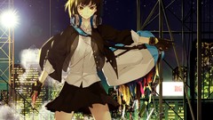 Headphones Anime skirts cities anime girls