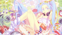 Headphones Anime sunglasses blue hair blue eyes hatsune miku 