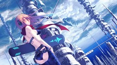 Headphones Anime sunglasses scarfs long hair anime girls