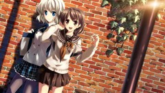 Headphones Anime white hair stockings skirts big eyes anime 