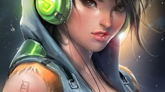 Headphones artwork sakimichan