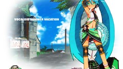 Headphones Beaches anime girls hatsune miku vocaloid green hair