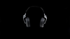 Headphones black background grayscale