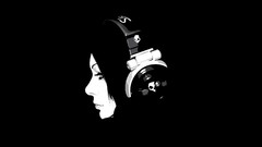 Headphones black background monochrome Skullcandy