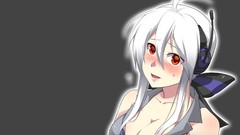 Headphones black background red eyes blush anime girls vocaloid 