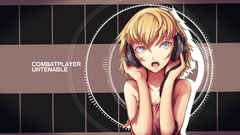 Headphones blondes anime girls blue eyes open mouth Pink Dress