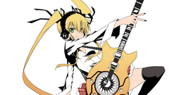 Headphones blondes heterochromia thigh