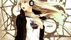 Headphones blondes long hair