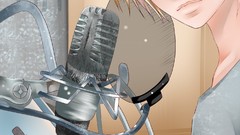 Headphones blondes microphones male smiling blue eyes short hair