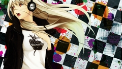 Headphones blondes red eyes