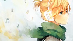 Headphones blondes vocaloid kagamine len anime boys