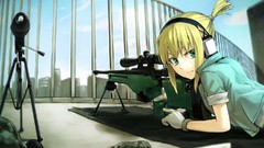 Headphones blondes weapons sniper
