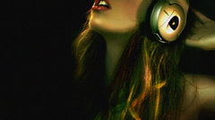 Headphones blondes woman Music