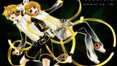 Headphones blue eyes vocaloid kagamine len kagamine rin 